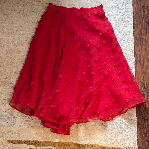 Anthropologie Marlowe M Red Ruffled Eyelash  Midi Skirt Design Style Keepers - Picture 6 of 6